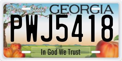 GA license plate PWJ5418