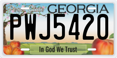 GA license plate PWJ5420