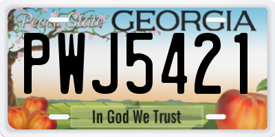 GA license plate PWJ5421