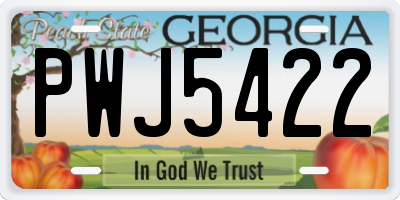 GA license plate PWJ5422