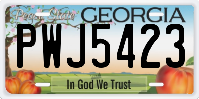GA license plate PWJ5423