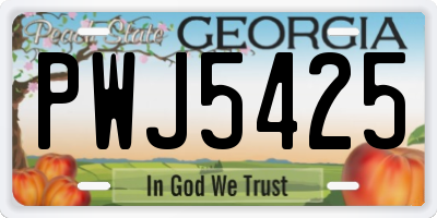 GA license plate PWJ5425