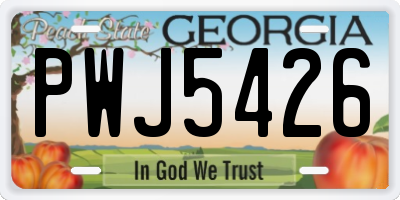 GA license plate PWJ5426
