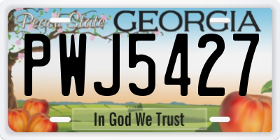 GA license plate PWJ5427