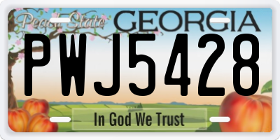 GA license plate PWJ5428