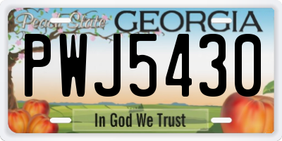 GA license plate PWJ5430
