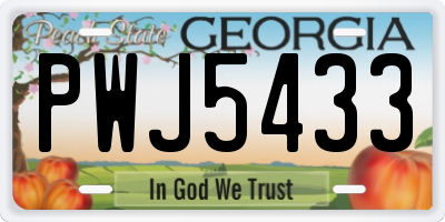 GA license plate PWJ5433