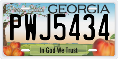 GA license plate PWJ5434