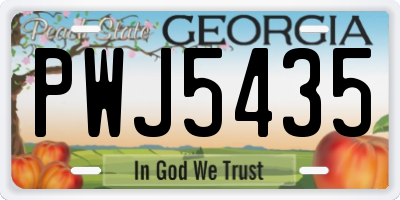 GA license plate PWJ5435