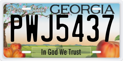 GA license plate PWJ5437