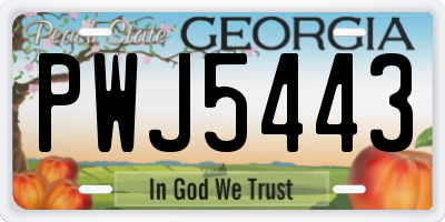 GA license plate PWJ5443