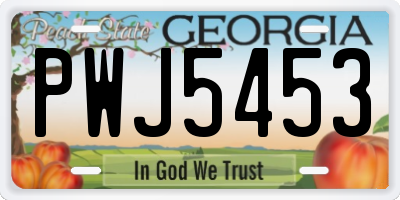 GA license plate PWJ5453
