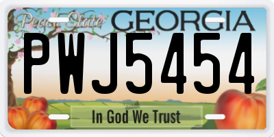 GA license plate PWJ5454