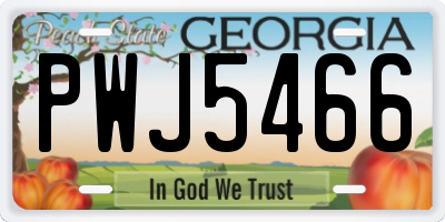 GA license plate PWJ5466