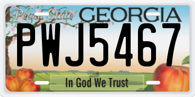 GA license plate PWJ5467