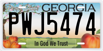 GA license plate PWJ5474