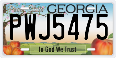 GA license plate PWJ5475