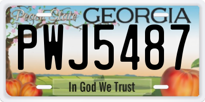 GA license plate PWJ5487