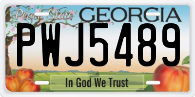 GA license plate PWJ5489