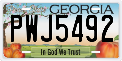 GA license plate PWJ5492