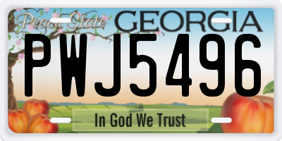 GA license plate PWJ5496