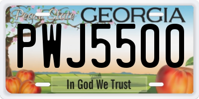 GA license plate PWJ5500