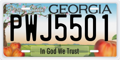 GA license plate PWJ5501