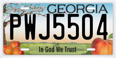 GA license plate PWJ5504