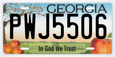 GA license plate PWJ5506