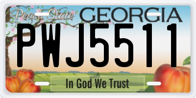 GA license plate PWJ5511