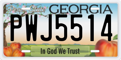 GA license plate PWJ5514