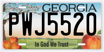 GA license plate PWJ5520