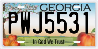 GA license plate PWJ5531