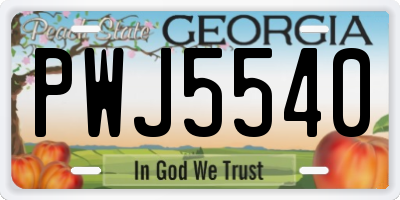 GA license plate PWJ5540