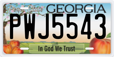GA license plate PWJ5543