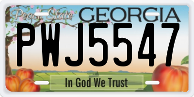 GA license plate PWJ5547