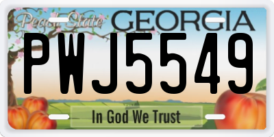 GA license plate PWJ5549