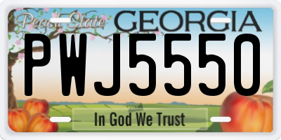 GA license plate PWJ5550