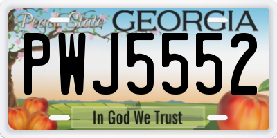 GA license plate PWJ5552
