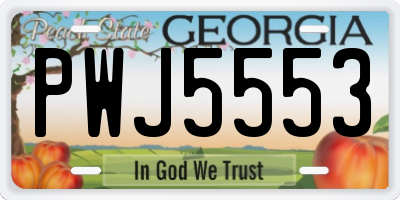 GA license plate PWJ5553