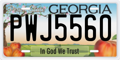 GA license plate PWJ5560