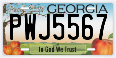 GA license plate PWJ5567