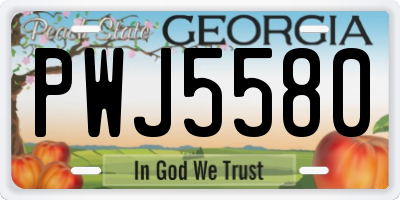 GA license plate PWJ5580