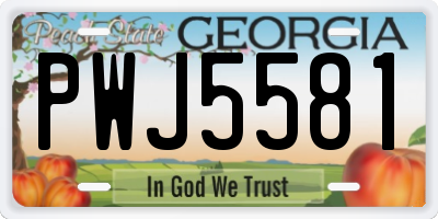 GA license plate PWJ5581