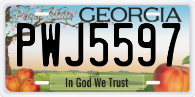 GA license plate PWJ5597