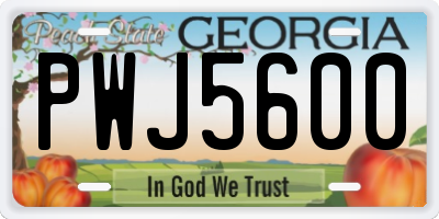 GA license plate PWJ5600