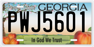 GA license plate PWJ5601