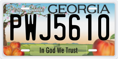 GA license plate PWJ5610