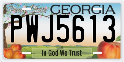 GA license plate PWJ5613