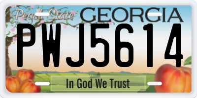GA license plate PWJ5614